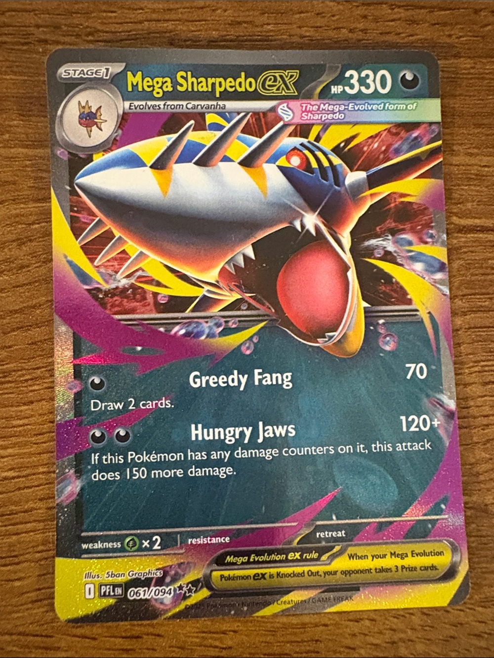 Pokemon Mega Sharpedo EX Trading Card - Yellow, Blue, Pink, Purple